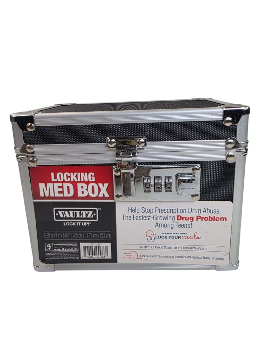 Vaultz Locking Med Box 5.25 in x 7 in x 5 in Combination Lock Black